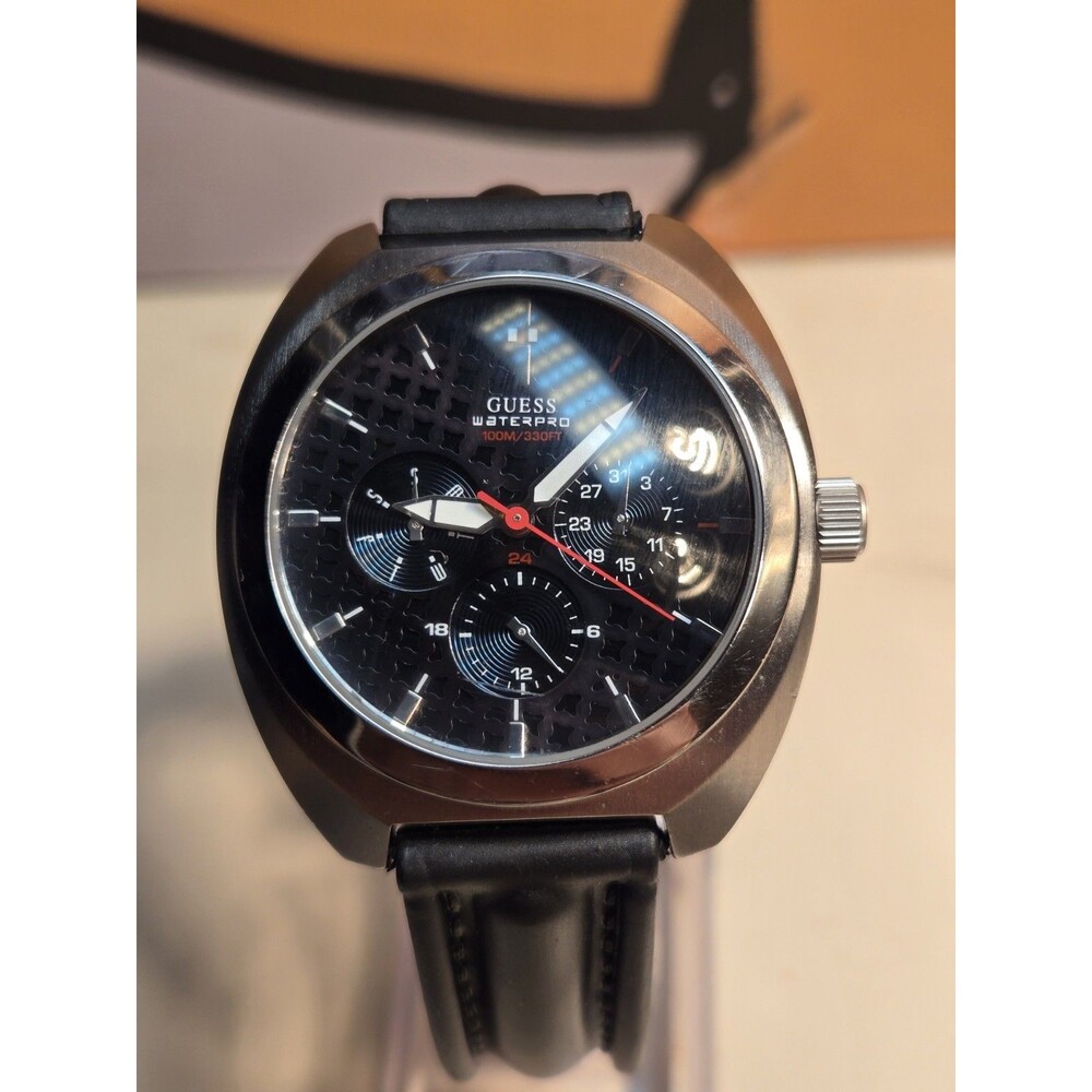 GUESS Waterpro G857596 Black Stainless Steel Watch. New Battery. 8.5"